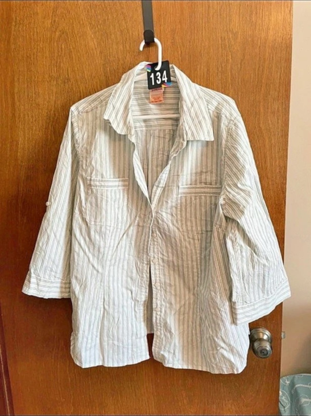 Faded Glory Striped Cotton Button Down Shirt Size 2X